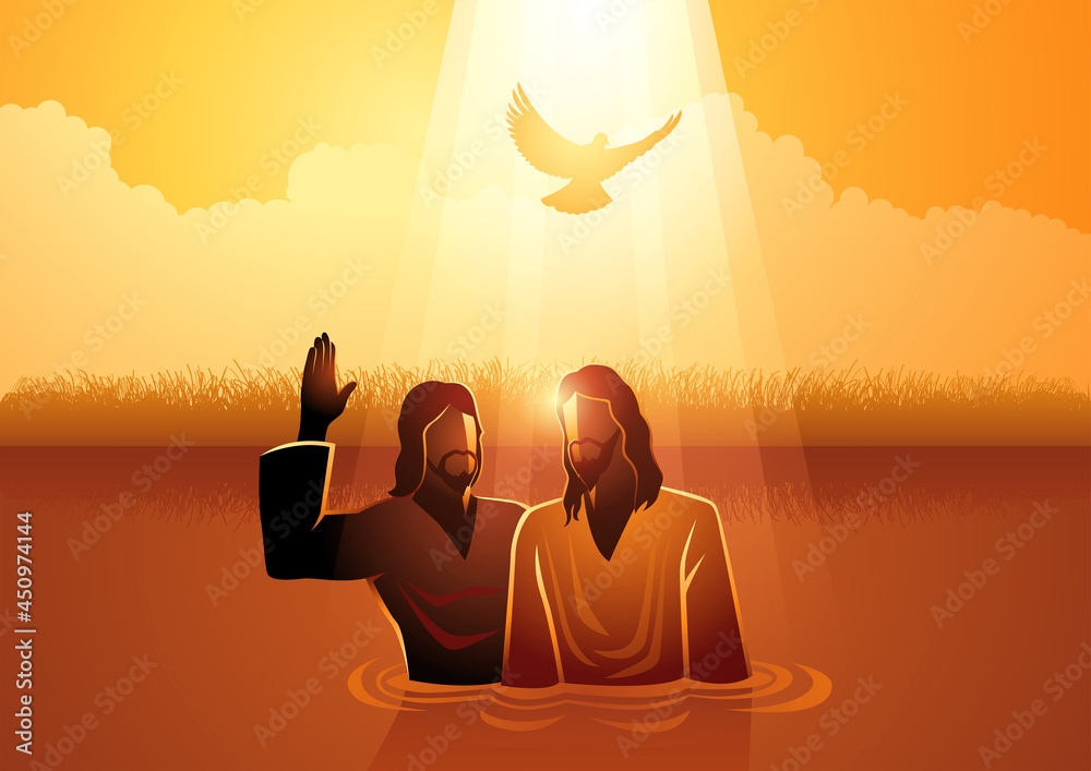 Jesus baptised by John the Baptist Stock Vector | Adobe Stock