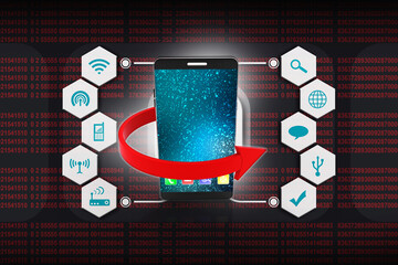 Poster - 3d rendering mobile phone with arrow

