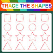 an educational children's vector game called trace the shapes. Handwriting Practice