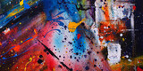 Fototapeta Młodzieżowe - Hand drawn colorful painting abstract art panorama background colors texture.