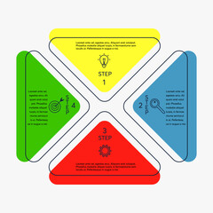 Sticker - Flat colorful vector infographic from 4 steps. Universal infographics business concept for presentation, report, workflow, strategy, start-up. Business data visualization.