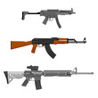 © viktorijareut - Weapon collection. AK Kalashnikov machine gun, m-16 and mp5