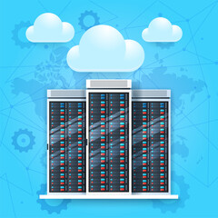 Aufkleber - Data center icon. Cloud technology concept. Web vector illustration in 3D style