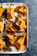 Sticker - tray of rustic golden baked pumpkin