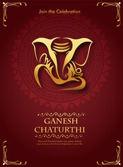 Wall Mural - Lord Ganesha , Ganesh festival illustration of Lord Ganpati background for Ganesh Chaturthi festival of India