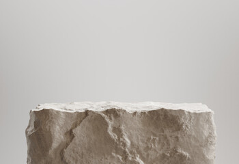 Stone podium for display product. Abstract background for cosmetic product branding, identity and packaging inspiration. 3d