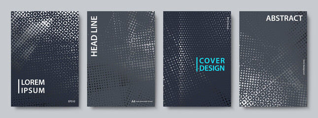 Wall Mural - Set of Modern Grunge Backgrounds. Silver Foil Texture. Vector Cover Design Templates.