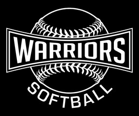 Wall Mural - warriors softball graphic-one color-white is a white on black sports design which includes a softbal
