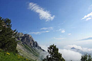 Randonnée dans le Vercors en France, la grande et la petite Moucherolles et le col des 2 sœurs