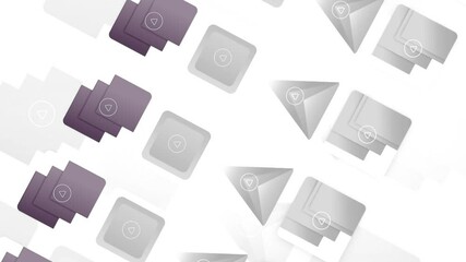 Poster - Abstract rows of different smartphone icons isolated on a white background, seamless loop. Motion. Concept of online communication and smart technologies.