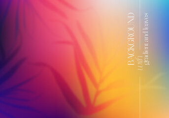 Aufkleber - Vector Colorful Background with Transparent Shadows of Tropical Leaves. Decorative Design Elements with Gradient.