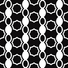 Poster - Ovals and web ornament. Repeated shapes pattern. Vector seamless black shapes.