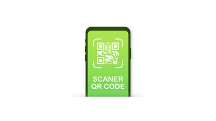 Sticker - Scan to pay. Smartphone to scan QR code on paper for detail, technology and business concept. Motion graphics.