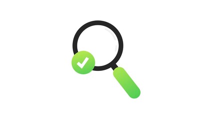 Poster - Magnifying glass and a tick and cross icons. Yes and No sign. Motion graphics.