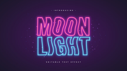 Wall Mural - wavy moonlight text with glowing neon effect. editable text style effect