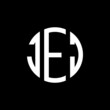 JEJ letter logo design. JEJ modern letter logo with black background. JEJ creative  letter logo. simple and modern letter JEJ logo template, JEJ circle letter logo design with circle shape. JEJ 