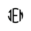 JEN letter logo design. JEN modern letter logo with black background. JEN creative  letter logo. simple and modern letter JEN logo template, JEN circle letter logo design with circle shape. JEN 