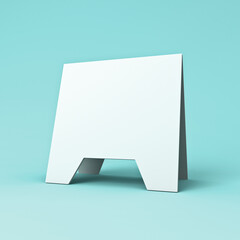 Aufkleber - Blank sign board stand mock up isolated on light green blue pastel color background with shadow 3D rendering