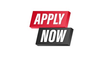Poster - Apply now. Web banner. Arrow, cursor icon. Arrow icon. Hand click. Motion graphics.