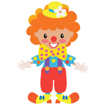 Cute Colorful Circus Clown Vector Cartoon Illustration