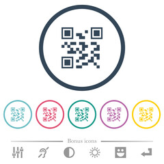 Sticker - QR code flat color icons in round outlines