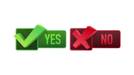 Poster - Yes No word text on talk shape. stock illustration yes no in speech bubble on white background. Motion graphics.