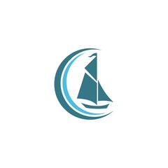 Wall Mural - Sailboat logo icon design vector illustration