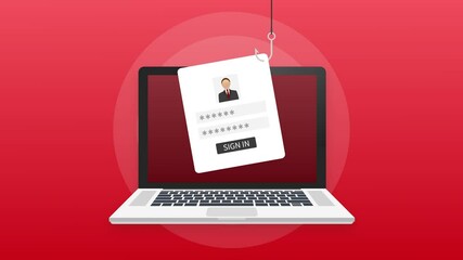 Poster - Sign in to account, user authorization, login authentication page concept. Laptop with login and password form page on screen. Motion graphics.
