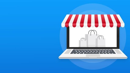 Poster - shopping online on website. online store, shop concept. motion graphics.