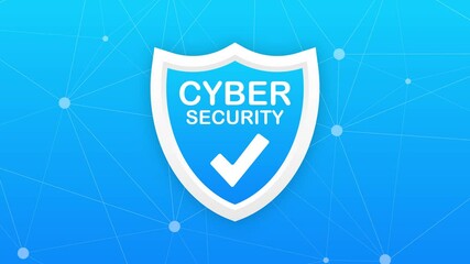 Canvas Print - Cyber security logo with shield and check mark. Security shield concept. Internet security. Motion graphics.