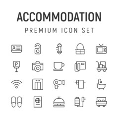 Sticker - Premium pack of accommodation line icons.