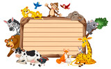 Fototapeta Pokój dzieciecy - Empty wooden board with various wild animals