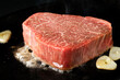 鉄板で焼いた国産黒毛和牛のヒレステーキ　Grilled Wagyu fillet steak
