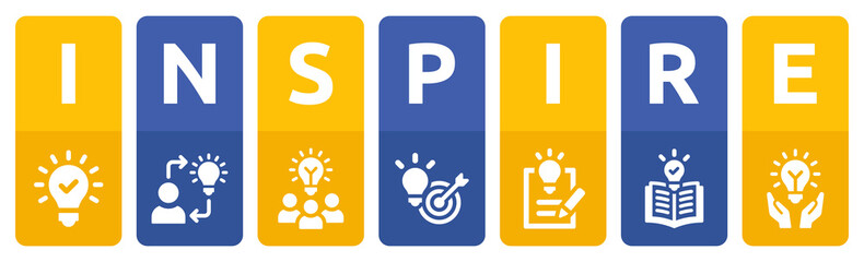Aufkleber - Inspire banner. Set of inspiration icon vector illustration