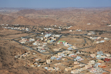 Canvas Print - Nature of mountains of Asir region, the view from the viewpoint, Saudi Arabia