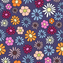 Floral Seamless Pattern. Retro Flowers In Vintage Style.