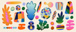© Irina - Abstract hand drawn doodle shapes, plants, elements. Trendy cartoon style. Different shapes and textures. Colorful modern design.
