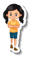 Wall Mural - A sticker template with a student girl in sport uniform