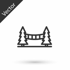 Poster - Grey line Capilano Suspension Bridge in Vancouver, Canada icon isolated on white background. Vector