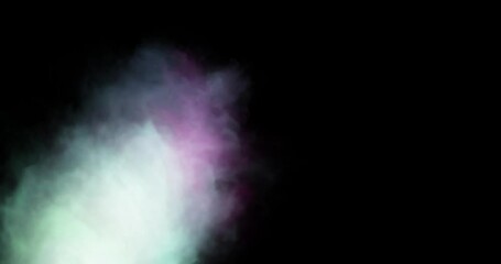 Wall Mural - Multicolor cloud on black background. Nebula smoke with copyspace. Smoke effect