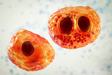 Poster - Cytomegalovirus CMV in human cell, owl's eye inclusion in nucleus