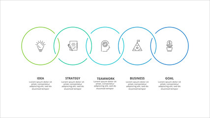 Poster - Creative concept for infographic with 5 steps, options, parts or processes. Business data visualization.