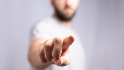 Poster - Hand pushing on a touch screen..