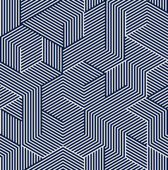 Poster - Seamless isometric lines geometric pattern, 3D cubes vector tiling background, architecture and construction, wallpaper design.