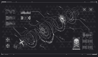 Poster - head-up screen for games and apps. abstract tech space. cyberpunk sci-fi illustration. futuristic ab