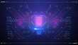 Head up screens for video and games. Abstract tech background. Cyberpunk Sky-fi illustration. Futuristic abstract technology Template. Futuristic VR display. HUD User Interface. High tech frame.