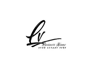 Wall Mural - Initial LV Brush Logo, Signature lv letter Logo template vector stock