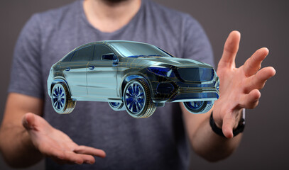 Poster - Energy car concept. Vehicle EV charge battery electric