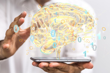 Leinwandbilder - brain testing result with computer interface, Abstract. Innovative technology