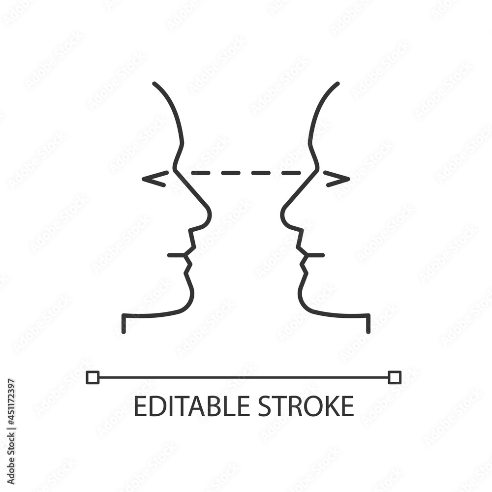 Eye contact linear icon. Nonverbal communication. Building connection with  listener, speaker. Thin line customizable illustration. Contour symbol.  Vector isolated outline drawing. Editable stroke Stock Vector | Adobe Stock, image size:1000x1000